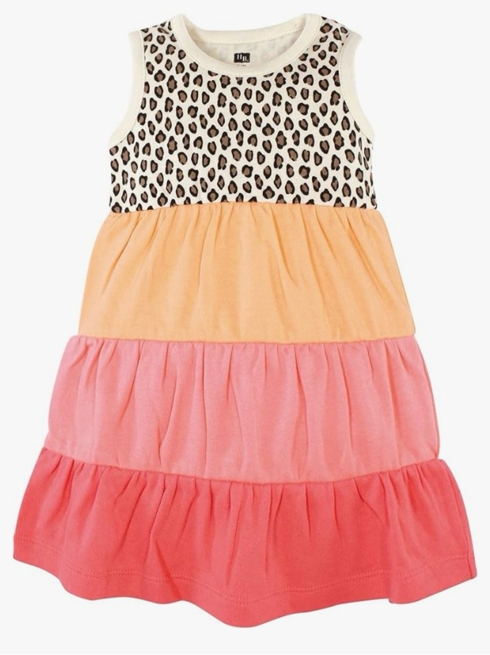 Hudson Baby Tiered Sleeveless Dress with Leopard Bodice Pink & Peach NEW